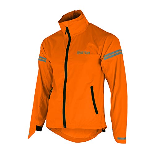 SIKMA MENS CYCLING WATERPROOF JACKETS RUNNING TOPS HOODED JACKET WINDPROOF OUTDOOR CASUAL JACKET (ORANGE, l)