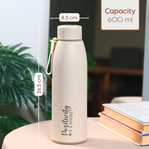 Image of Eha Earth Friendly Rakshabandhan Gift Made with Rice Husk| 600 ml, Set of 1 | Printed Bottle, Rakhi, Keychain, Roli Chawal and Card| Rakhi bottle gift for brother | Rakhi Hamper