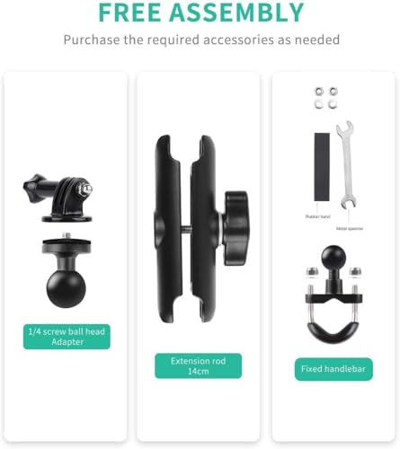 Image of Action Camera Handlebar Mount Aluminium Alloy with 360 Rotate and Adjustable, Compatible with Go Pro & All Action Cameras, for Bike, Motorcycle, and Bicycle