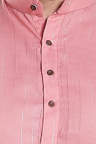 Image of DIVISIVE Men's Self Zari Line Cotton Blend Slim Fit Kurta Pyjama Set