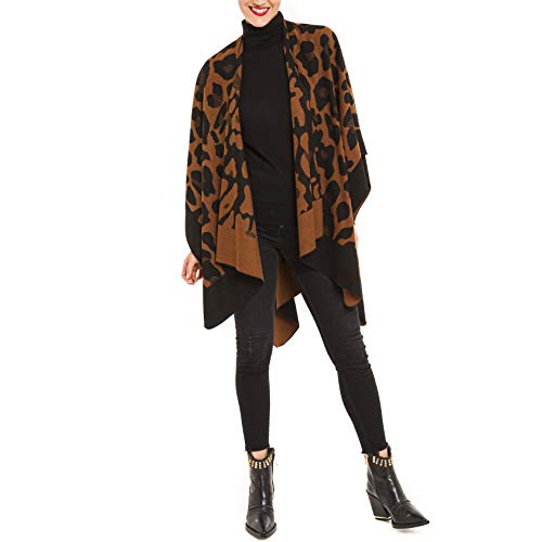 MIMOSITO Women's Shawl Wrap Poncho Ruana Cape Cardigan Sweater Open Front for Fall Winter