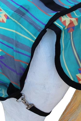 Image of Challenger Horse Mesh Summer Scrim Sheet Fly Sheet Spring Airflow Neck Teal Aztec 73113