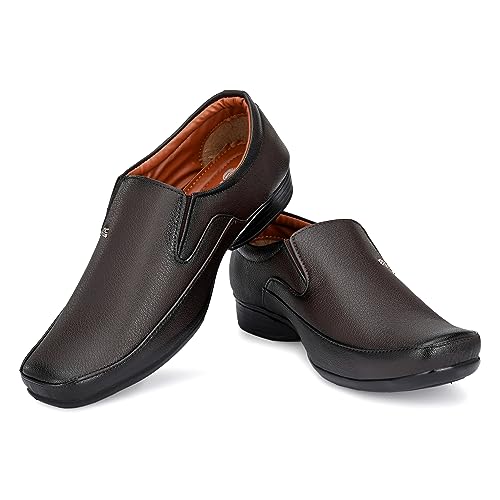 Image of Boldstar Synthetic Leather Black Formal Shoes Slip On for Men (Black)
