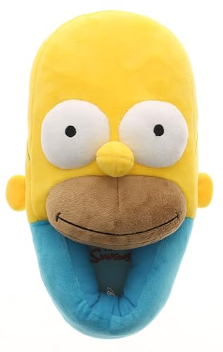Wynsors The Simpsons Homer Simpson Funny Novelty Men's Slippers - 3D Face Plush House Shoes, Padded Lining, Non-Slip Sole Assorted 8 UK