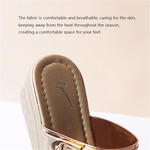 Low Wedge Sandals, Women's Summer Slip on Flats Open Toe Glitter Platform Wedge Sandals, Comfort Beach Casual Flip Flops, for Outdoor Walking, Entertainment, Leisure, Shopping, Leisure3