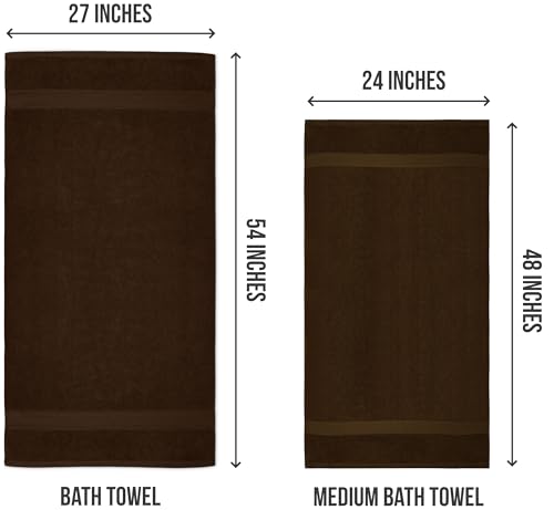 Image of Utopia Towels 6 Pack Medium Bath Towel Set, 24 by 48 Inches, 500 GSM 100% Ring Spun Cotton, Lightweight and Highly Absorbent Quick Drying Premium Towels for Hotel, Spa and Bathroom, Dark Brown