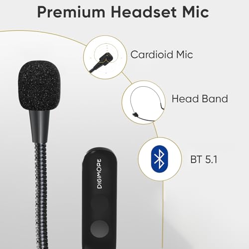 DIGIMORE Wireless Voice Amplifier for Teachers with Bluetooth | 10-Hr Battery | 10W Speaker | Wireless Headset Mic for Tour Guides, Teaching Mic, Factory Visits & PA System (D-1200 WL)