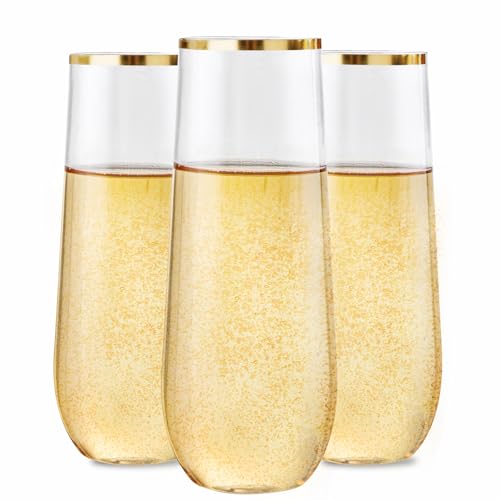 Ciaell 24 Pack Gold Plastic Champagne Flutes...