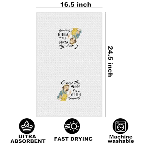 Image of Hanamiya Na Funny Kitchen Towels, Hostess Gifts for Women, Reusable Tea Towels for Kitchen Home Farmhouse Decor, Funny Waffle Weave Dish Drying Towel, Ladies Gifts for Women Mom, 24x14 Inch