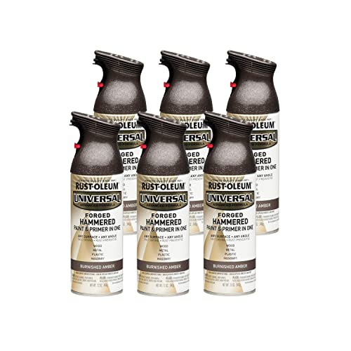 Image of Rust-Oleum 271480-6PK Universal All Surface Forged Hammered Spray Paint, Burnished Amber, 12 Oz(pack of 6)