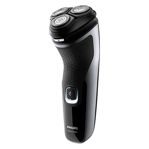 Philips Serie 1000 S1332/41 - Afeitadora Eléctrica Para Hombre Con Cuchillas Powercut, Cortapatillas Desplegable Para Bigote Y Patillas, 45 Min De Afeitado, Con o Sin Cable, Negro