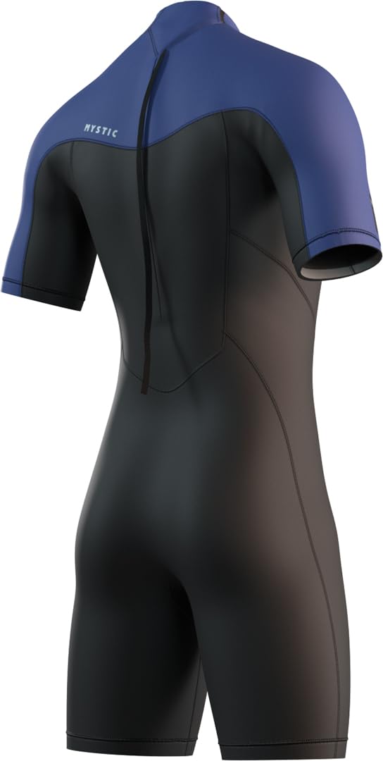 Mystic Sporty wodne – surfing i surfing, męski kombinezon neoprenowy, 3/2 mm, zamek błyskawiczny z tyłu, Flatlock Shorty kombinezon neoprenowy – czarny/niebieski