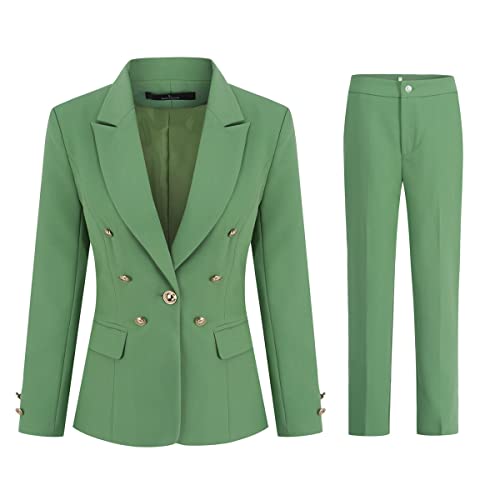YUNCLOS Women's 2 Pieces Vintage Office Lady Suit Set 1 Button Blazer and Suit Pants