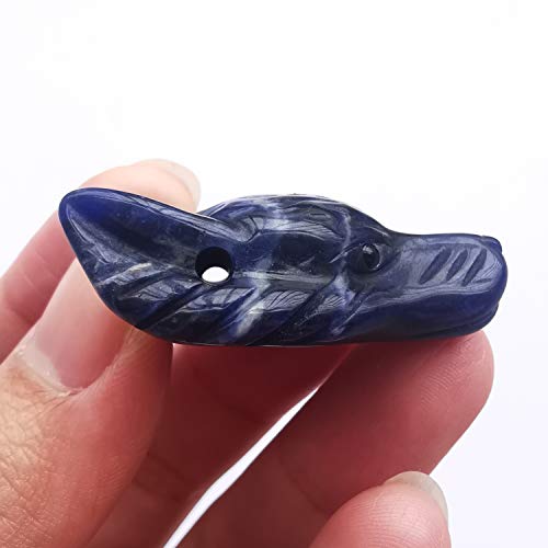 Manekieko Natural Sodalite 40mm Wolf Head Pocket Crystals and Healing Stone Figurine,Haped DIY-Jewelry Pendant - Image 2