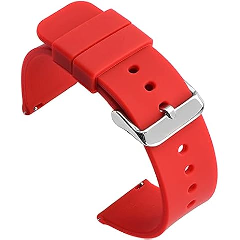 Shieranlee 18MM Silikon Uhrenarmband mit Edelstahl Silberne Schnalle für Fossil Q Huawei Fit Cover