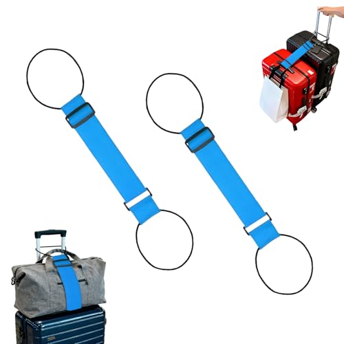 Luggage Straps for SuitcasesMulti-Use Strong Adjustable Luggage Connector Straps Durable Waterproof Bungee StrapsTravel Suitcase Essential Travel Essentials (Blue 2PCS)