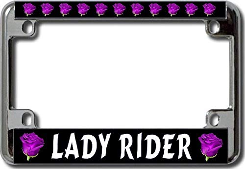 Lady Rider Purple Rose Chrome Motorcycle License Plate Frame #TOP17