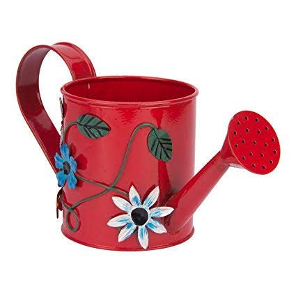 Metal Hand Painted Watering Can for Plants| Beach Gardening Can for Kids| from Bukhari Enterprises (1 Litre) (Red)