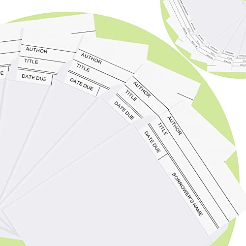 Tarjetas de biblioteca blancas con sobres autoadhesivos para control de préstamos de libros 5