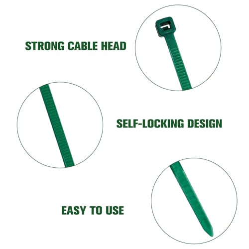 Image of Zip Ties Assorted Sizes(4 inch+6 inch+8 inch+12 inch), 2000 Pack,Green Cable Ties,Multi-Purpose Self-Locking Nylon Cable Cord Management,Plastic Wire Ties for indoor and outdoor use.