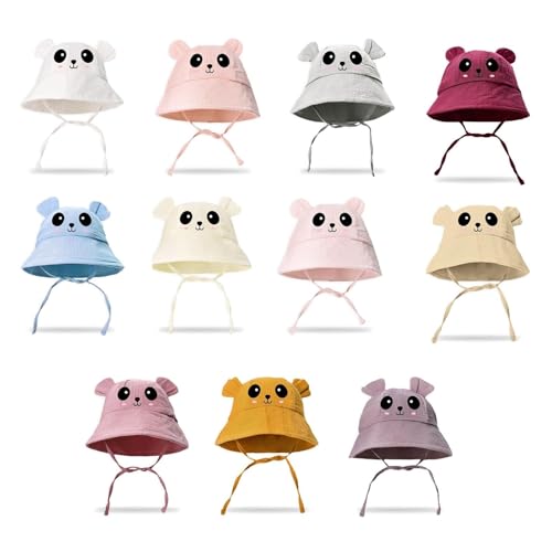 Bucket Hat, Baby Fisherman Hat Toddler Baby Cotton Nursery Bucket Hats Headwrap for Nursery Hats Wine Red(Yellow)4