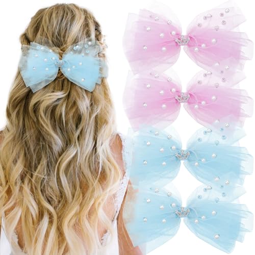 Pinzas para cabello con lazos de perlas, 4 piezas miniatura 1