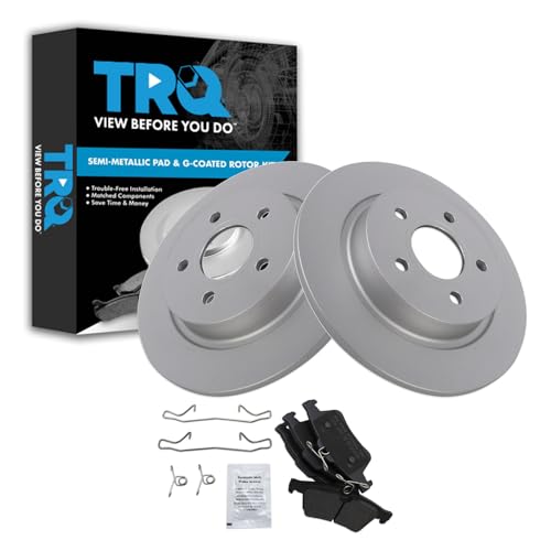 Image of TRQ Rear Brake Pad and Rotor Set Semi Metallic Coated Rotors Compatible with 2008-2013 Volvo C30 2006-2013 C70 2006-2011 S40 2006-2011 V50