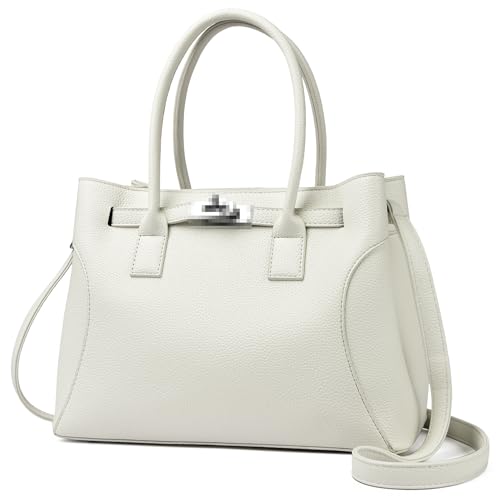 Travistar Handtasche Damen Mittelgroß Umhängetasche - Damen Tasche Elegante Schultertasche Kunstleder Crossbody Bag Mode Henkeltaschen Beuteltasche mit Abnehmbares Riemen Weiß