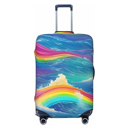 Rainbow Ocean Print Fashionable Suitcase Cover Personalized Luggage Protector for Travel and Business