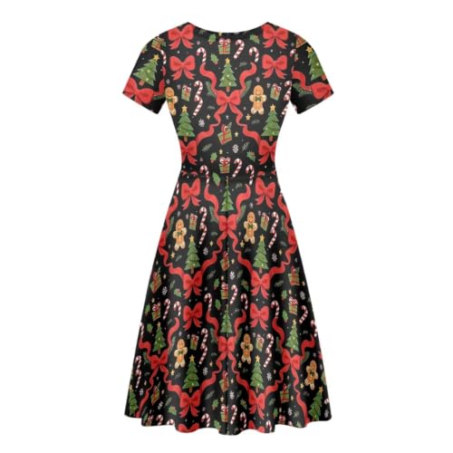Image of POLERO Sunflower Dress for Women Floral Summer Dresses Short Sleeve Casual Sundresses Midi Dresses
