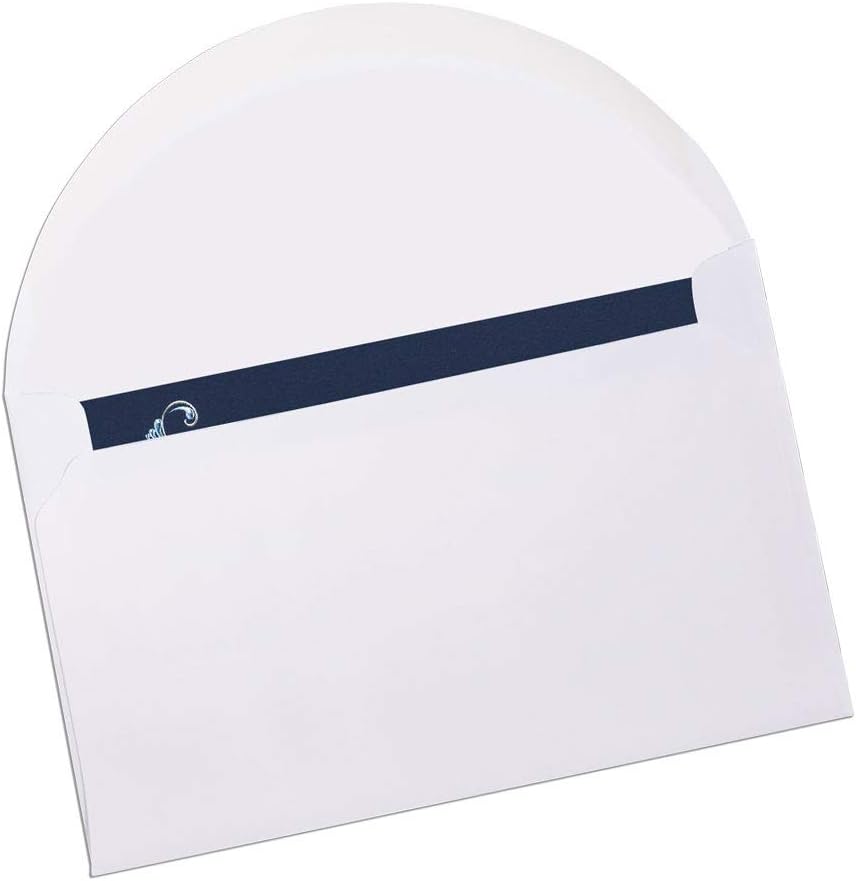 PaperDirect White Perfectly Plain Crescent Envelopes, 24 lb Cover Stock, 5 3/4 x 8 3/9, Pack of 50