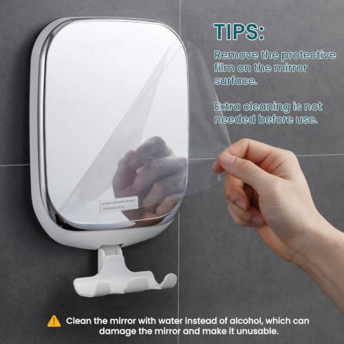 Image of TAILI Shower Mirror Fogless for Shaving with Suction Cup - Fog Free Shower Mirror, Shatterproof & Waterproof, No-Drilling Removable Wall Mounted for Bathroom, White
