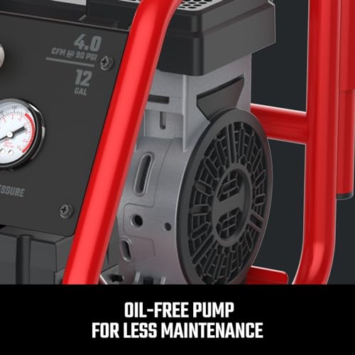 Image of CRAFTSMAN Air Compressor 12 Gallon Ultra Quiet Oil-Free 1.5 HP Max 150 PSI Vertical Tank Portable