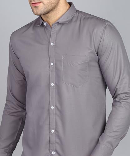 Image of MILDIN Men's Pure Cotton Striped Printed Shirt with Spread Collared Neck Full Sleeve Curved Hemline Button Closure and Regular Fit | Shirt for Man
