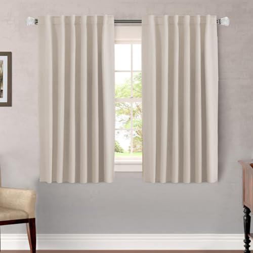 Image of H.VERSAILTEX Blackout Curtains Thermal Insulated Window Treatment Panels Room Darkening Blackout Drapes for Living Room Back Tab /Rod Pocket Bedroom Draperies (2 Panels, Natural, 52 x 54 Inch)