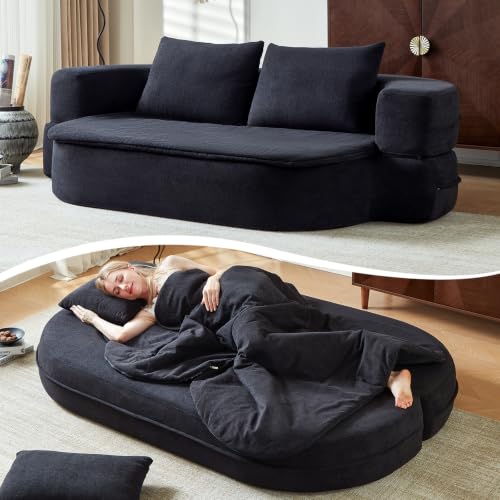 Image of 79 inch Convertible Futon Sofa Bed Mattress, Sleeper Boneless Futon Sofa,Black