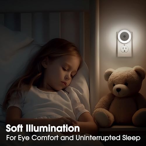 Image of Briignite LED Baby Night Lights Plug into Wall [2 Pack] Light Sensors | LED Night Light for Kids Room, Baby Night Light, Bathroom Night Light, Stair Lights, Hallway Light, White
