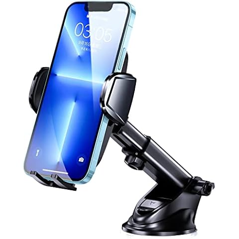 Hocerlu Car Phone Holder - Super Strong Suction, All-Silicone Shockproof and Protection, 360° Flexible View - Universal Dashboard Windscreen Phone Mount for iPhone 13 12 Samsung Galaxy S22 Sat Nav Cover