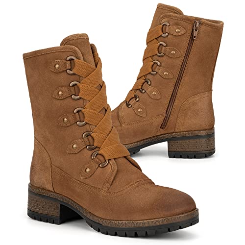 Vintage Foundry Women's Jemina Handmade Fur Lined Quilted Heeled Ankle Boots W D-Ring Adjustable Thick Lace Side Zip Chunky Block Lug Platform Casual Military Western Goth Victorian Engineer Comic Con; Size 9 #TOP19