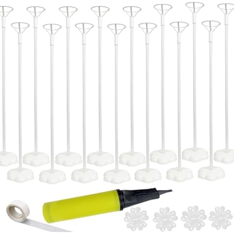 Balloon Stand Kit, 15 pack Balloon Stick Holder with Base for Table Top Centerpiece Party Decoration, Reusable Balloon Column Stand Suit for Happy Birthday/Baby Shower/Wedding Parties Cover