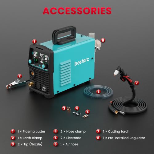 Image of Bestarc 45A Plasma Cutter Machine, 110V Contact Touch Cutting, 9 /16 inch Max Cut on Steel, Aluminum & Copper, LED Display, Post Flow, 2T /4T for Beginners DIY Home Garage & Workshop