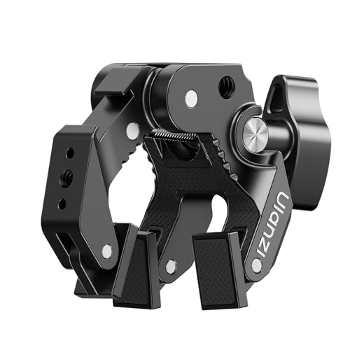 ULANZI CO78 Super Clamp Mount 3-Jaw Y-Shape Super Clamp with Cold Shoe & 1/4-20 Threads ARRI Pins Heavy Duty Camera Rig Mount for Monitors LED Lights Action Cameras Desktop Rig Load - Black