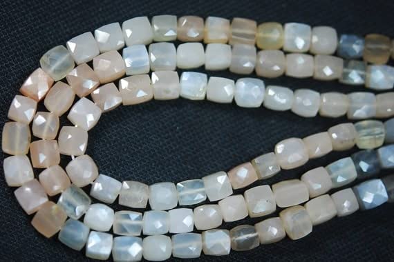 Pierre de lune multicolore en cubes facettés haut de gamme pour création de bijoux uniques LKBEADS