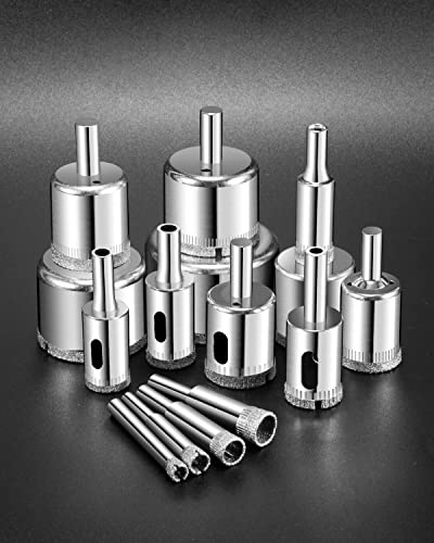 Image of Diamond Drill bits, 15 PCS Diamond Hole Saw Drill Bit Set for Tile Pot, Glass Drill bits for Ceramic Bottles Porcelain Marble Granite Stone