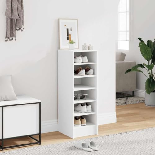 Armoire à chaussures blanc 6 compartiments modulables avec fixation murale bois - 2