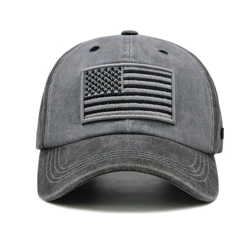 Image of Veteran Hat for Men Veterans Gifts, American Flag Baseball Cap | Vintage Cotton Adjustable Embroidered USA Flag Military Army Hat