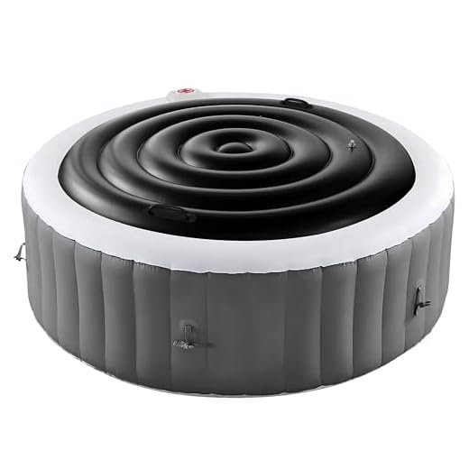 Tlswshsy 4.5 Ft Inflatable Hot Tub Cover- Energy Saving lid for Round Hot Tub- Foldable Protective Rain Overflow Cover for Outdoor Inflatable Hot Tubs (Black)
