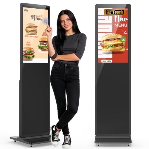 Image of 32 Inch Digital Signage Kiosk TouchScreen, Floor Standing Digital Signage Display, Indoor Advertising Display Screen with Android OS, CMS Publishing System, HDMI /USB /WiFi