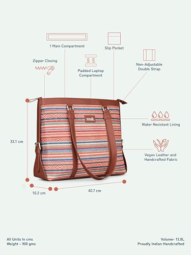 Image of ZOUK Office Bag | Stylish Bags for Office Use | Laptop Bag 15.6 inch | Stylish Tote for Office Use | Purse for Women | Vegan Leather Handbag | Daily & Travel Use