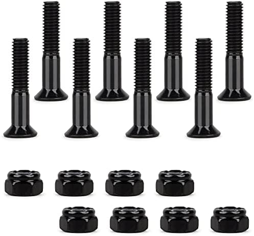 BYBAIZ 1 Inch Black Skateboard Hardware for Skateboard & Longboard Trucks 8 Pieces/Set Screw Nuts Screws Nut (1inch Black 8Pcs)